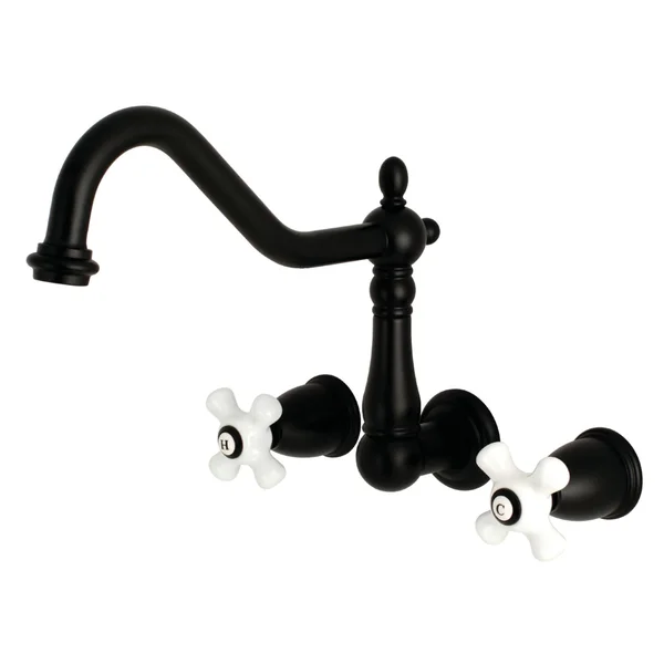 Kingston Brass KS1020PX Heritage Wall Mount Tub Faucet - Matte Black