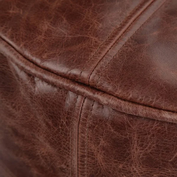 Darian Round Pouf Distressed Brown - Wyndenhall