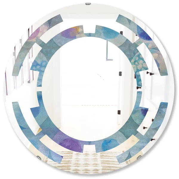 Designart 24-in L x 24-in W Round Blue Polished Wall Mirror, MIR30226-C1-C24