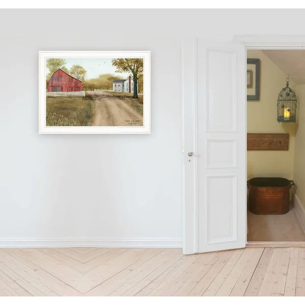 TrendyDecor4U Summer in The Country by Billy Jacobs - Ready to Hang Framed Print, White Frame