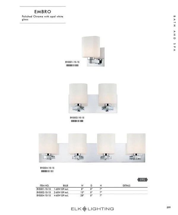 Elk Embro 2 Light Vanity & Oval White Opal Glass Chrome, BV5502-10-15