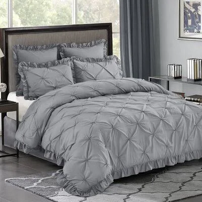 Callicoat Comforter Set Rosdorf Park Size: King Comforter + 4 King Shams - Color: Gray