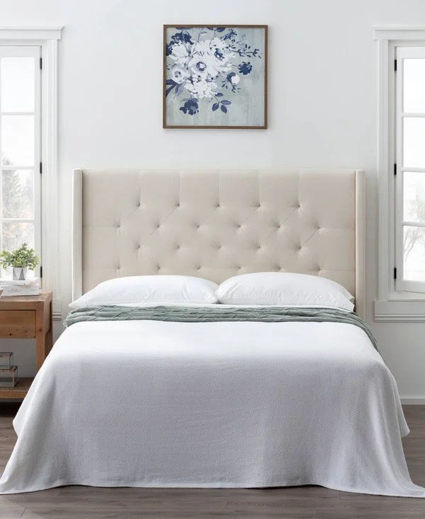 Lucid Dream Collection Rectangle Wingback Diamond Tufted Headboard - Cloud - Full