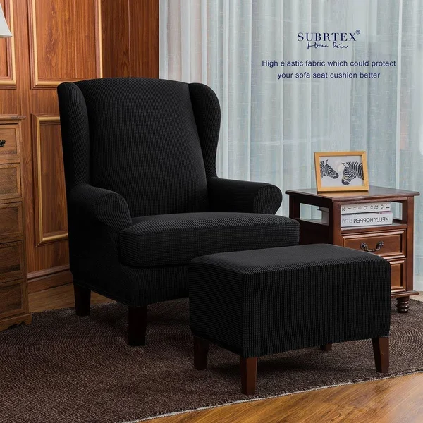 Bridie Wingback Chair Slipcover - Subrtex Standard, Sand Plaid