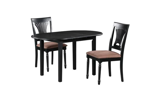 Mu0026D Furniture 3 Piece Extendable Dining Set Rubber in Black - PASO3-BLK-C