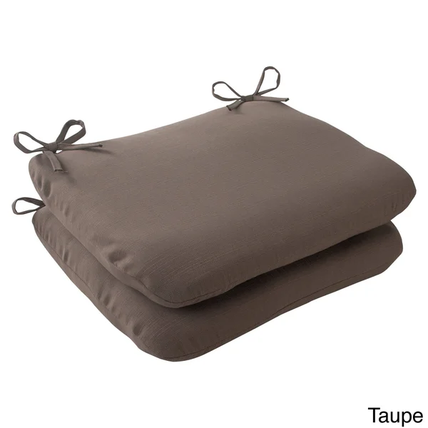 Pillow Perfect Outdoor Forsyth Rounded Seat CUSHION - Green, Set of 2