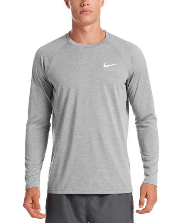 Nike Men's Heather Hydroguard Long Sleeve Swim T-Shirt - Particle Grey