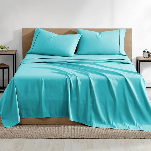 Bare Home Double Brushed Sheet Set - Split King - Aqua
