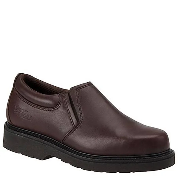Work America Men's Work Slip-On - 12 Brown Oxford E2