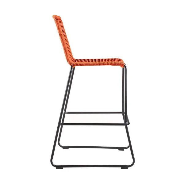 Armen Living Shasta 30 in. Outdoor Metal and Tangerine Rope Stackable Barstool (Set of 2)