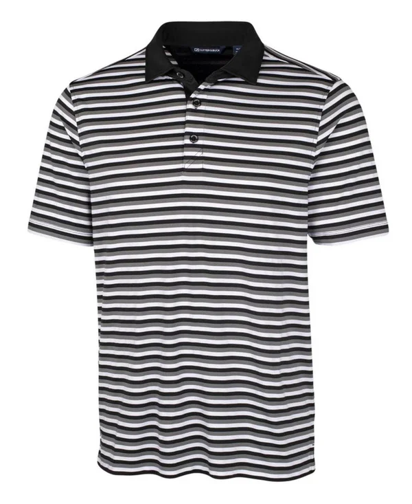 Cutter & Buck Men's Black Tall Forge Polo Multi Stripe