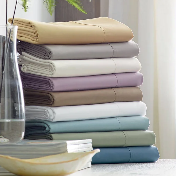 Legends Hotel Supima Cotton Wrinkle-Free Sateen Deep Pocket Flat Sheet - Steel Blue - Size Oversized Queen, The Company Store