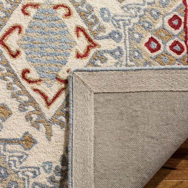 Safavieh Micro-Loop MLP511M 4&0x22 x 6&0x22 Ivory, Blue Area Rug