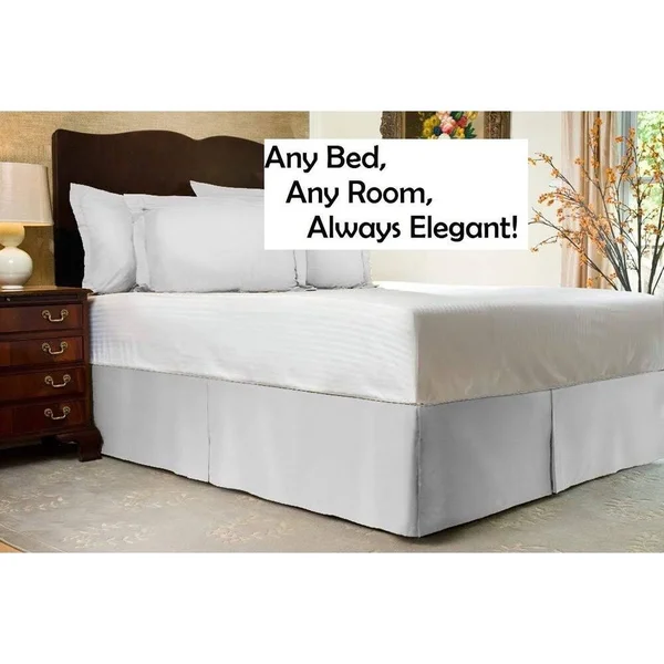 Harmony Lane Classic Tailored Bed Skirt with 18 Drop, King, Bone