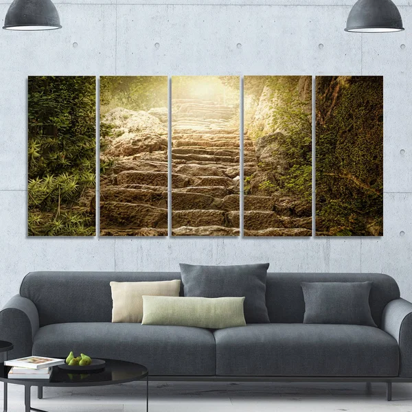 Design Art &Holy Light and Upstairs& Photographic Print Multi-Piece Image on Canvas, Size: 60 in. Wide x 28 in. High - 5 Equal P
