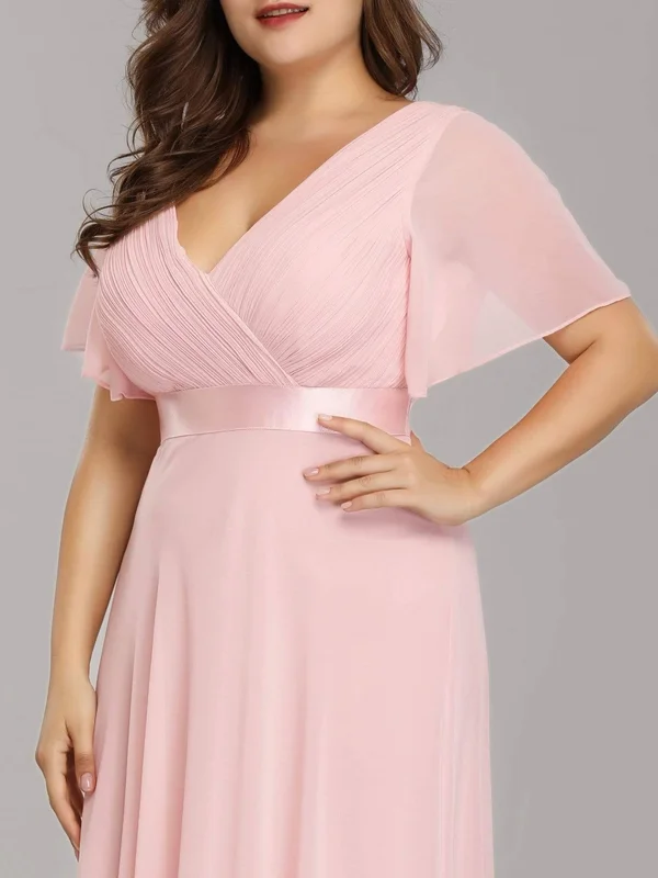 Flutter Sleeves Long Empire Waist Evening Dress Adult Female Polyester