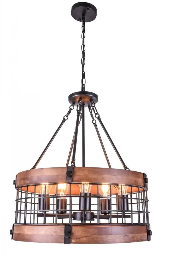 Oaks Decor Modern Wood Chandelier 5-Light Antique Modern/Contemporary Cage Chandelier, MC1007