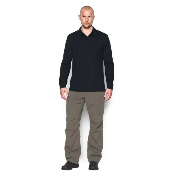 Under Armour Men's Black Tac Performance Long Sleeve Polo