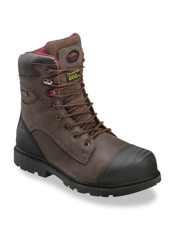 Men's Avenger A7573 8 inch Insulated WP Carbon Toe PR EH Work Boot, Size: 17, Brown