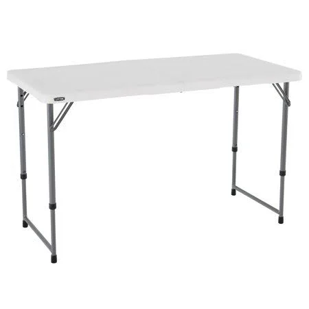 Lifetime 4' Fold-in-Half Adjustable Table - White Granite