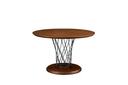 ESF 1548DININGTABLE 47x22 Round Dining Room Table with Black Metal Base and Wood Veneer Construction in Walnut