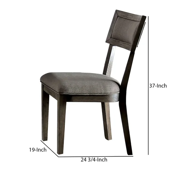 Fabric Upholstered Wooden Side Chair with Paneled BACK, Set of 2, Gray