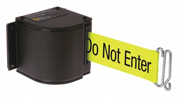 Lavi Industries 50-3016M-WB-18-FY-S6 Quick Mount Safety Barricade, 18 ft. Retractable Belt Extension - Wrinkle Black