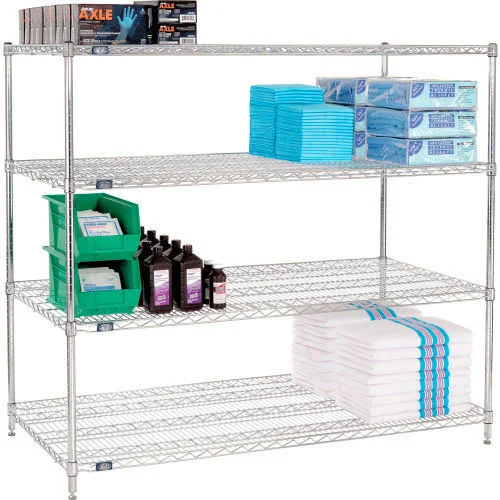 Nexel Chrome Wire Shelving Starter - 60x22W x 30x22D x 63x22H 30606C