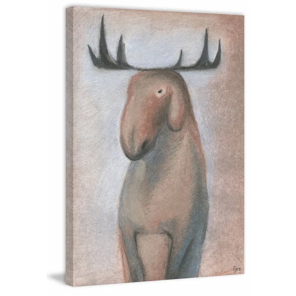 Marmont Hill 'Happy Moose' Painting Print on Wrapped Canvas, Brown