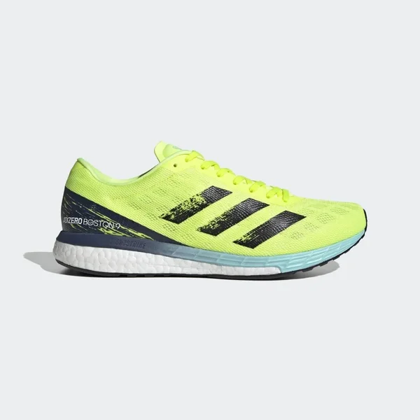 Adidas Adizero Boston 9 Shoes - Men's - Solar Yellow, Core Black, Blue - 8.5