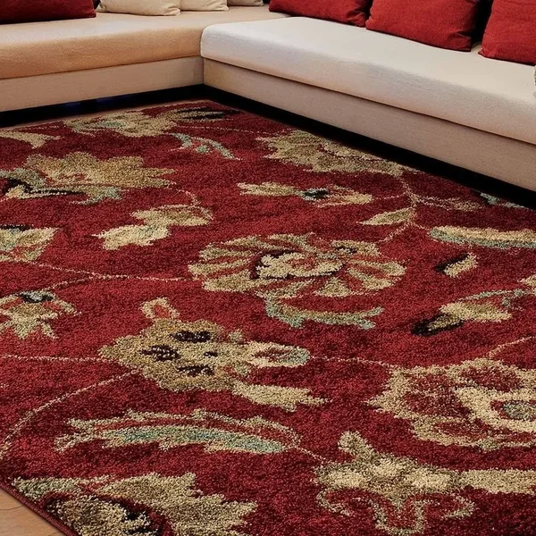 Carolina Weavers Grand Comfort Collection Floral Tendon Shag Area Rug - Beige