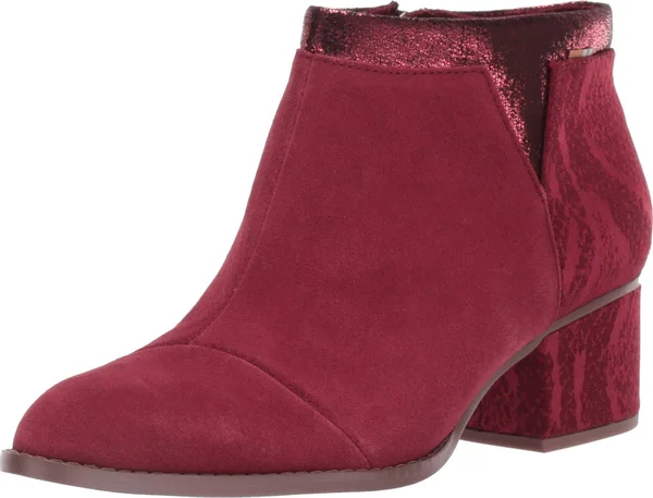 Toms - Women's Loren Burgundy Suede Textile Snake Booties