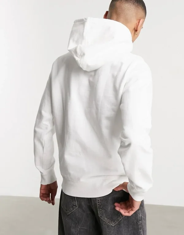 Calvin Klein Jeans Front Box Logo Hoodie in White