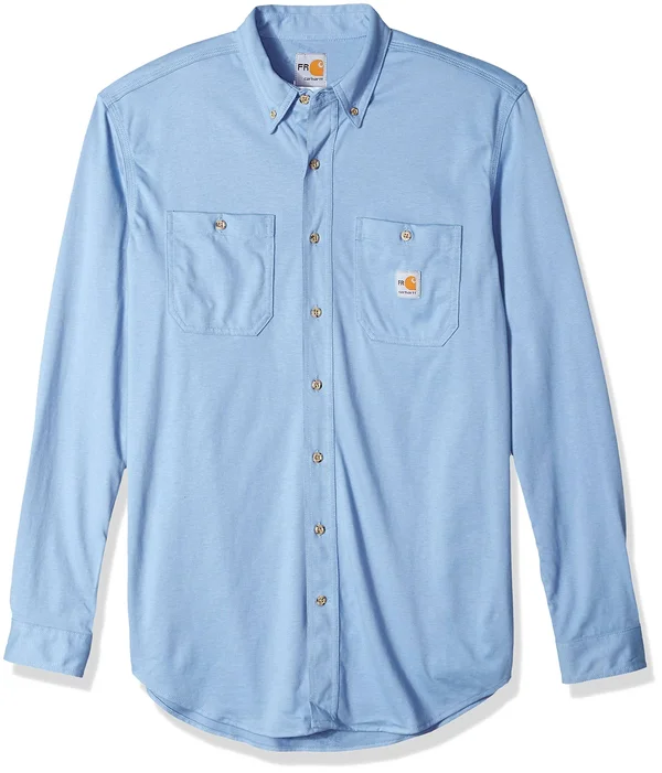Carhartt Men's Medium Blue Flame-Resistant Force Cotton Hybrid Shirt
