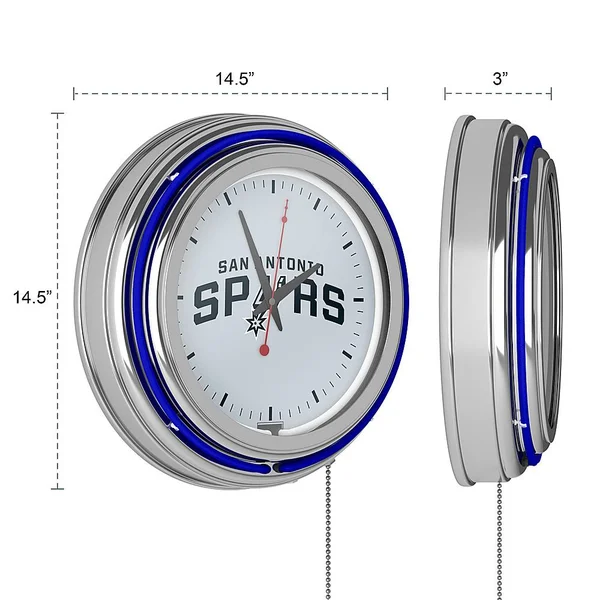 NBA Chrome Double Ring Neon Clock San Antonio Spurs