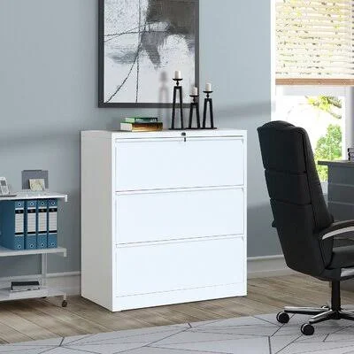 Heavy-Duty 3-Drawer Vertical Filing Cabinet Inbox Zero Color: White