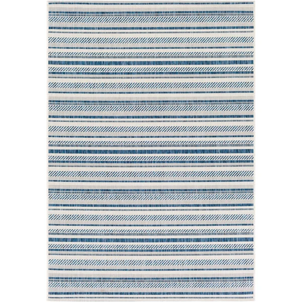 Rikard Indoor/ Outdoor Navy Blue Coastal Stripe Area Rug - 6&7x22 x 9&