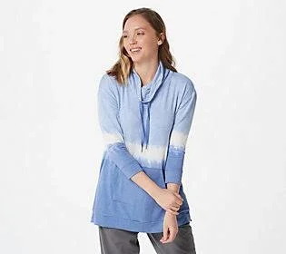 Koolaburra by Ugg Brushed Back French 3/4 Sleeve Pullover - Size 2X, BlueOmbreStripe
