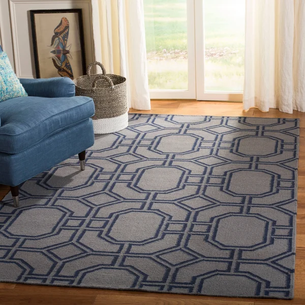 Safavieh 6& x 6& Square Dhurries DHU860B Blue - Orange Rug