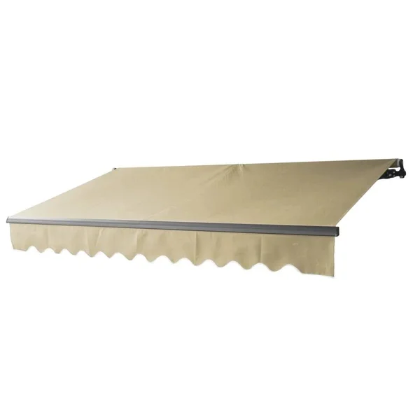 Aleko AB10X8IVORY29 10 x 8 ft. Black Frame Retractable Home Patio Canopy Awning Ivory Color
