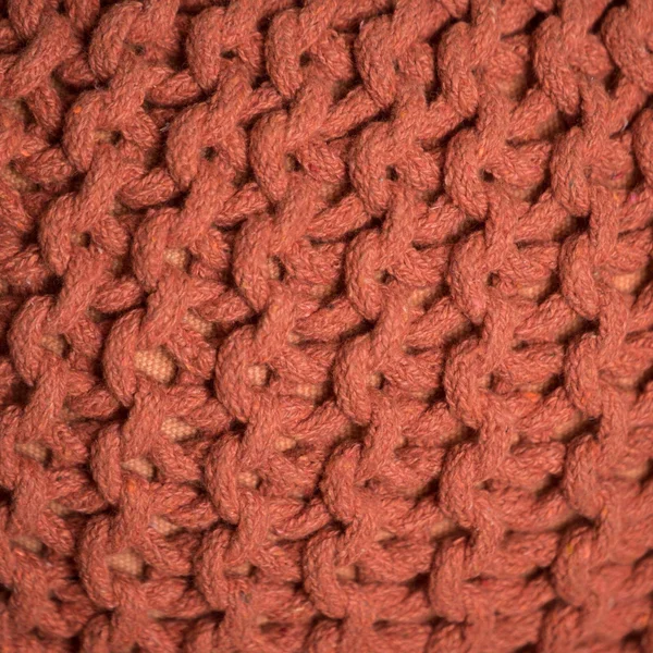 20x22 Coral Orange Contemporary Hand Knitted Pouf Ottoman
