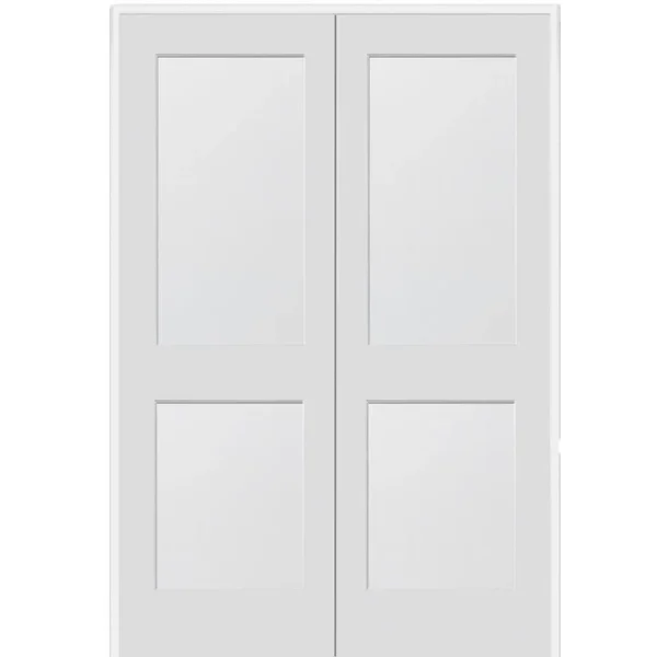 MMI Door 60 in. x 80 in. 2-Panel Flat Square Sticking Primed Composite Both Active Solid Core MDF Double Prehung Interior Door