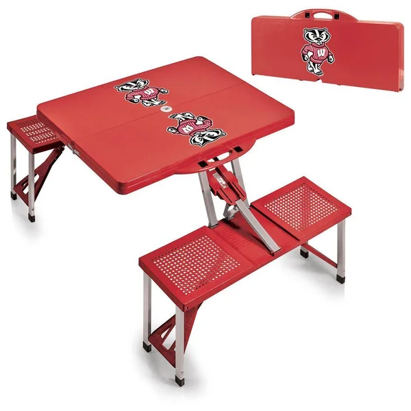 Picnic Time Picnic Table Black University of Wisconsin Badgers
