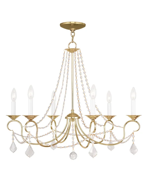 Livex Lighting 6516-02 Pennington 6 Light Chandelier - Polished Brass