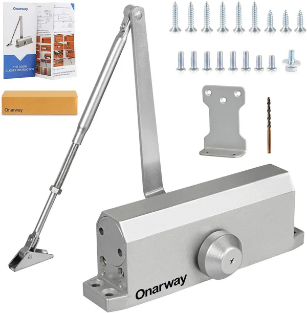 Onarway Door Closer Adjustable Automatic Size 4 Spring Hydraulic for Home & Commercial Use with Fitting Template, for 65~85k