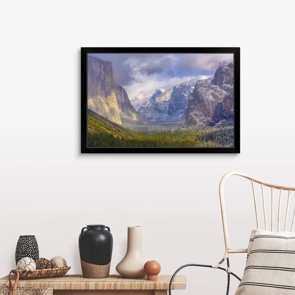 The Tunnel View Yosemite National Park, California, Black Framed Wall Art, 36x24, Great Big Canvas