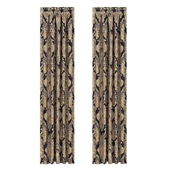 J. Queen New York Bradshaw Black 84-Inch Window Panel Pair
