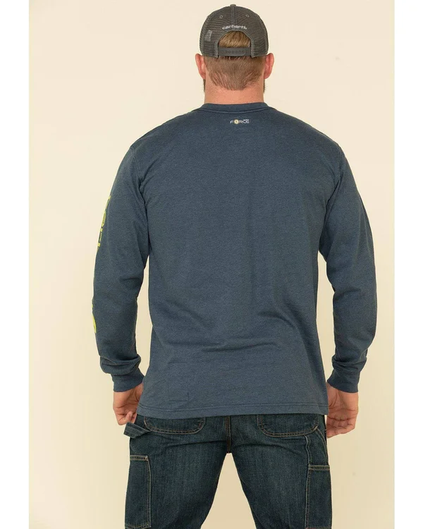 Carhartt Flame-Resistant Force Signature Logo Long-Sleeve T-Shirt for Men - Dark Blue Heather - XL