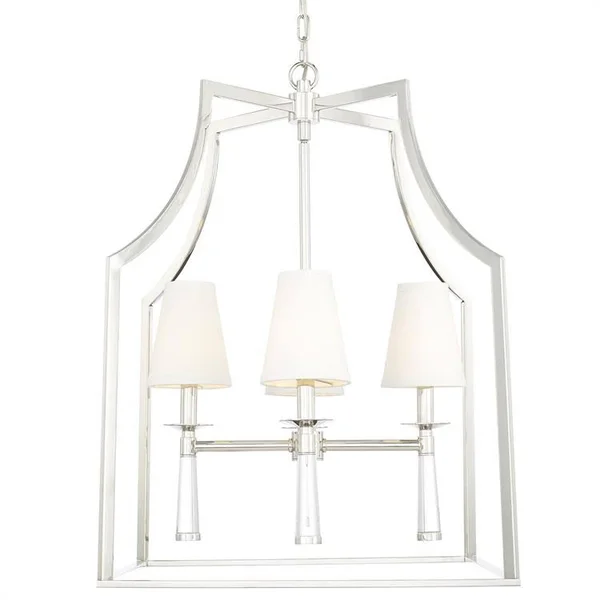 Crystorama 8864-PN Baxter 4 Light Chandelier, Polished Nickel