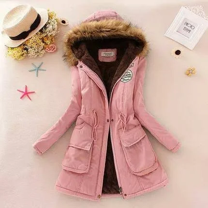 2018 Women Winter Thicken Warm Coat Female Autumn Hooded Cotton Fur Plus Size Basic Jacket Outerwear Slim Long Ladies Chaqueta L